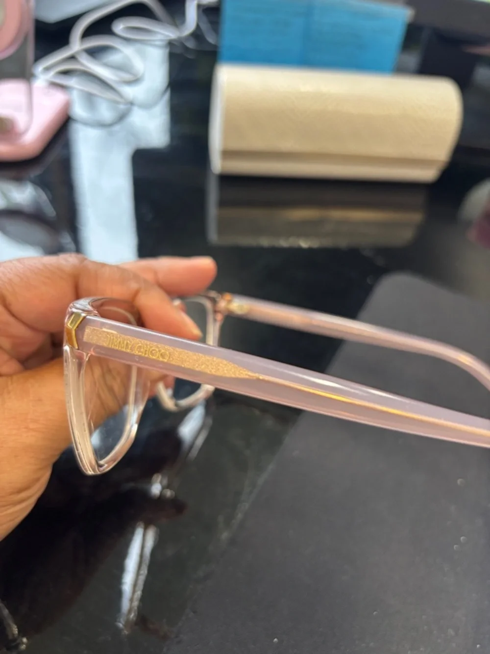 Jimmy Choo Translucent Light Pink Cat-Eye Glasses - Picture 6 of 8